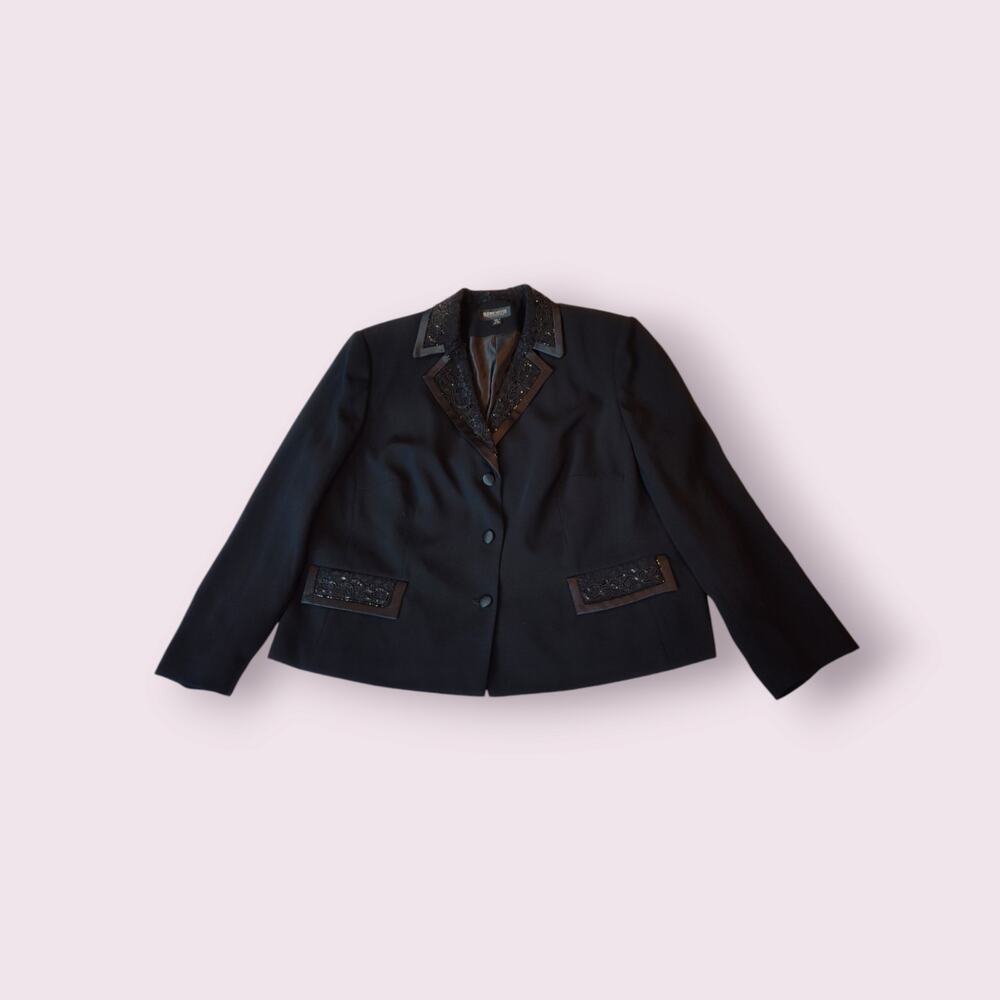 John Meyer Collection Women's‎ Size 22W Blazer Jacket Black Beaded Detail